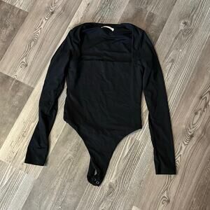 quinsen black long sleeve body suit top shirt